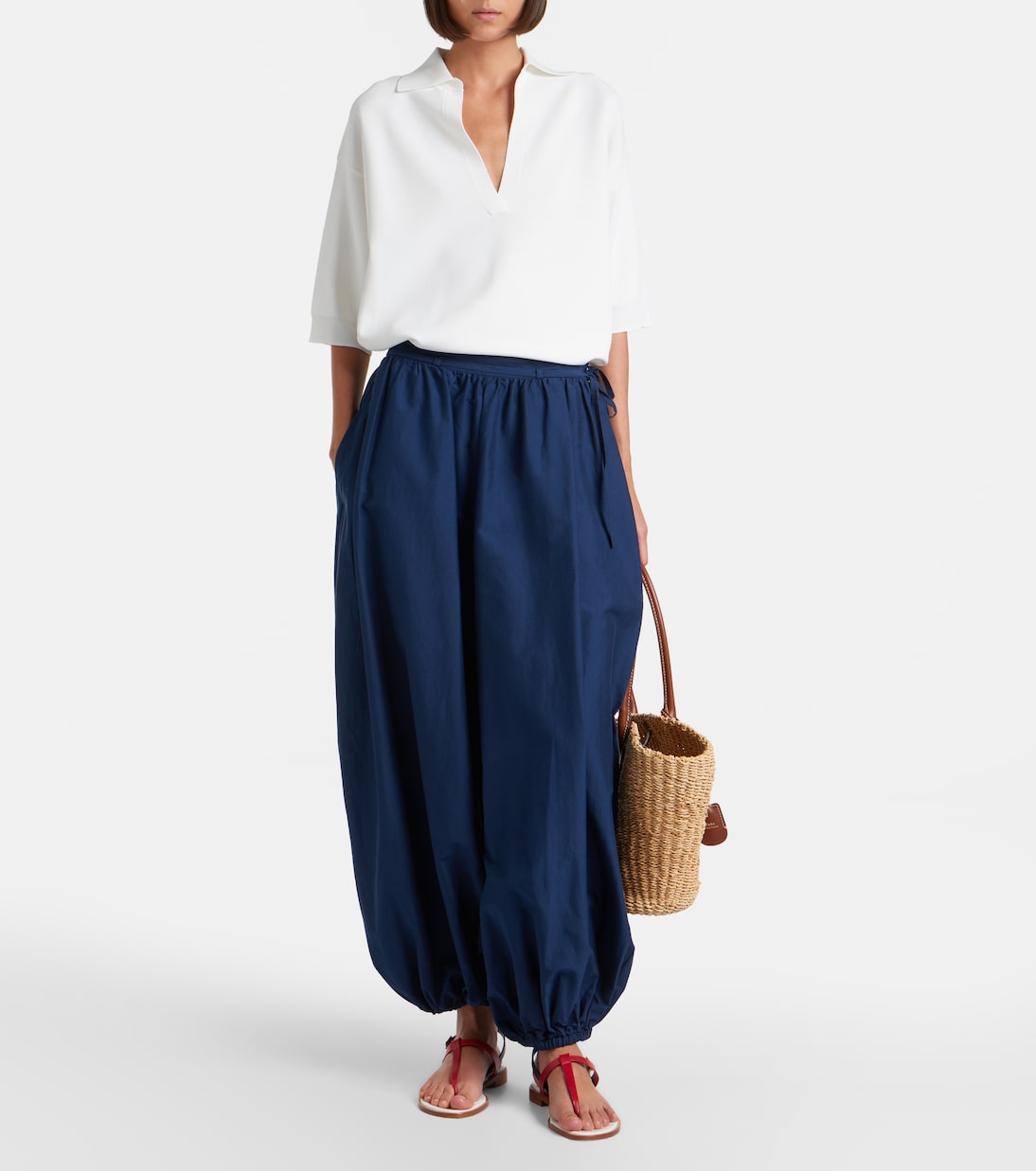 Belted cotton and silk balloon pants | Polo Ralph Lauren