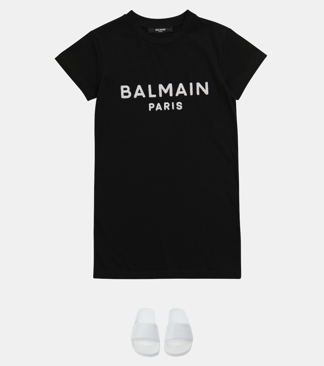 Robe t-shirt en coton à logo | Balmain Kids