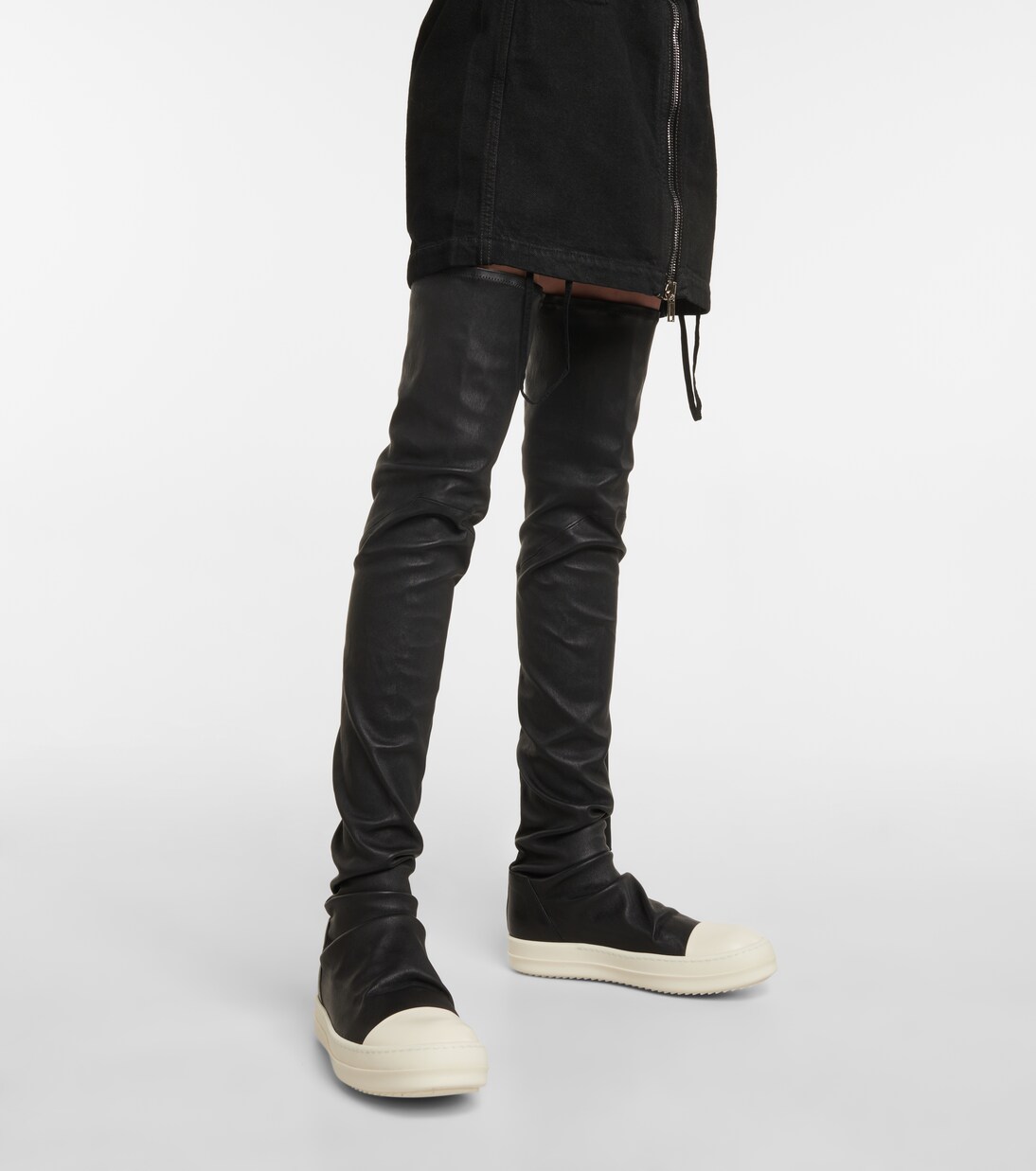 Stocking over-the-knee leather boots | Rick Owens