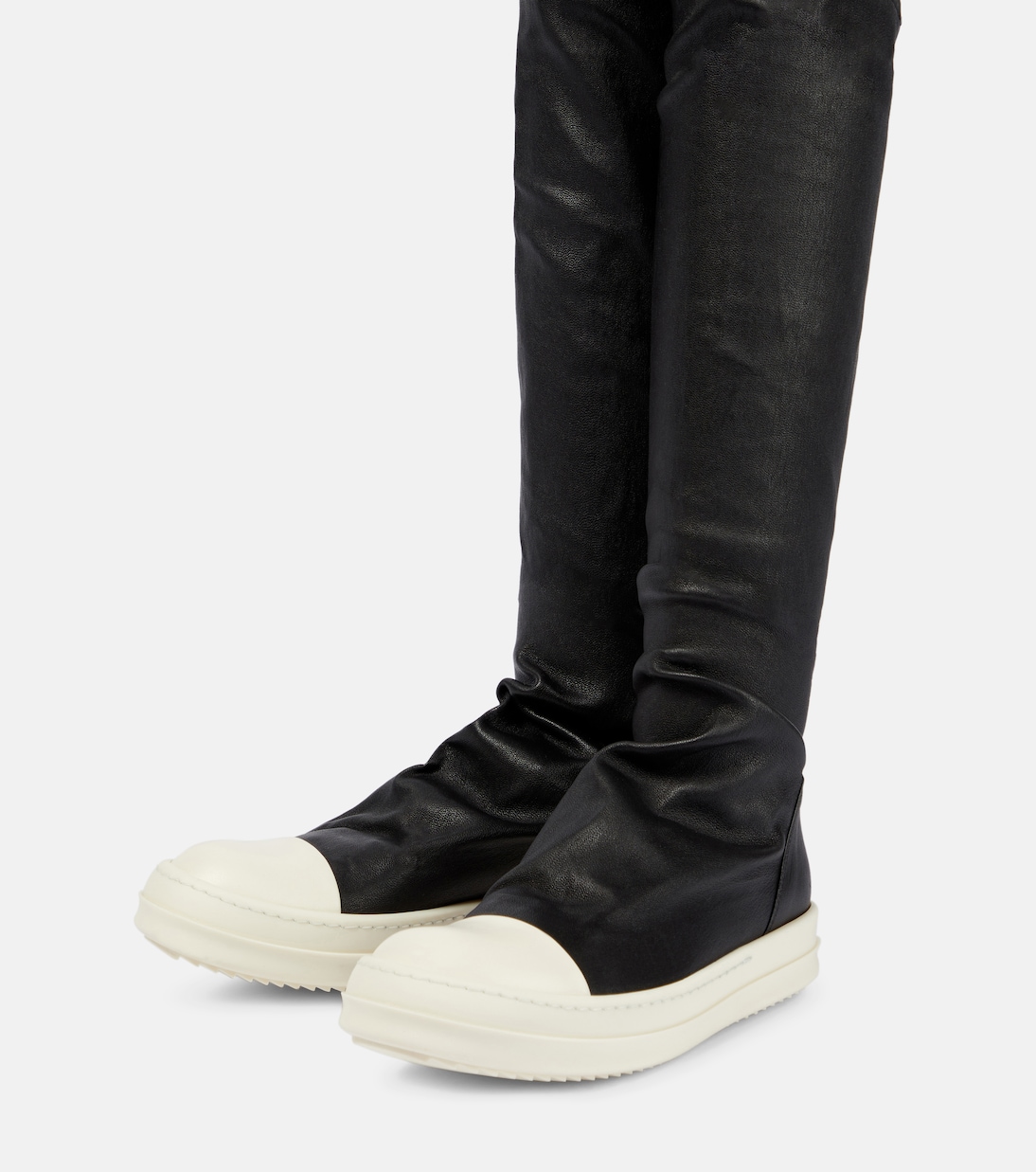 Stocking over-the-knee leather boots | Rick Owens