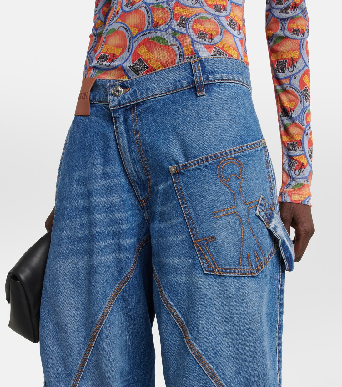 Twisted embroidered wide-leg jeans | JW Anderson