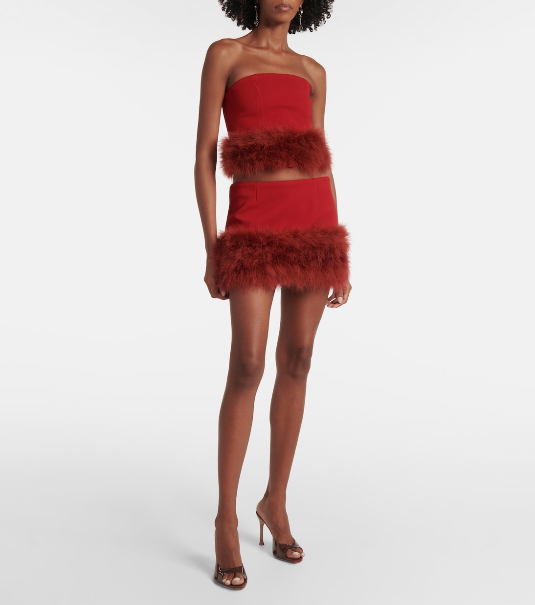 Cropped-Top aus Crêpe mit Federn | Blumarine