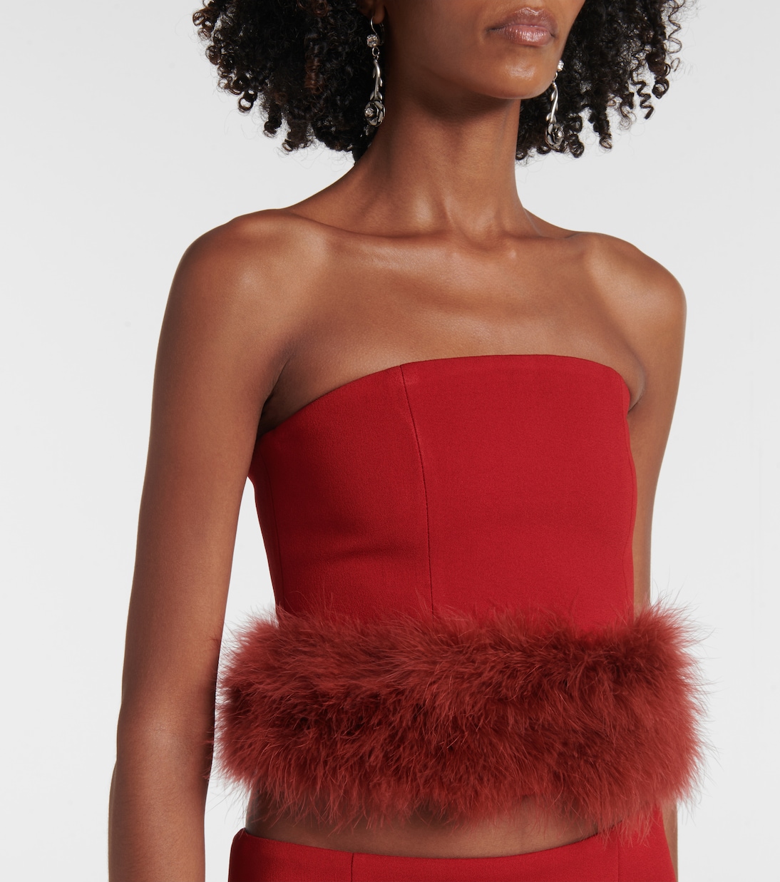 Cropped-Top aus Crêpe mit Federn | Blumarine