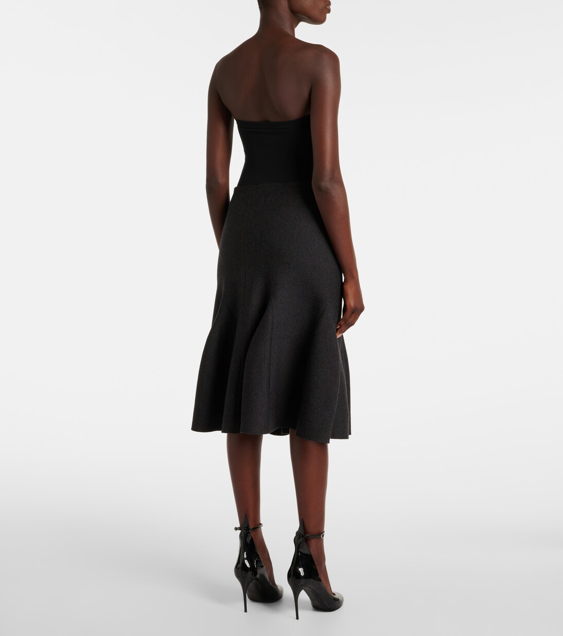 羊毛混纺中长半身裙 | Alaïa