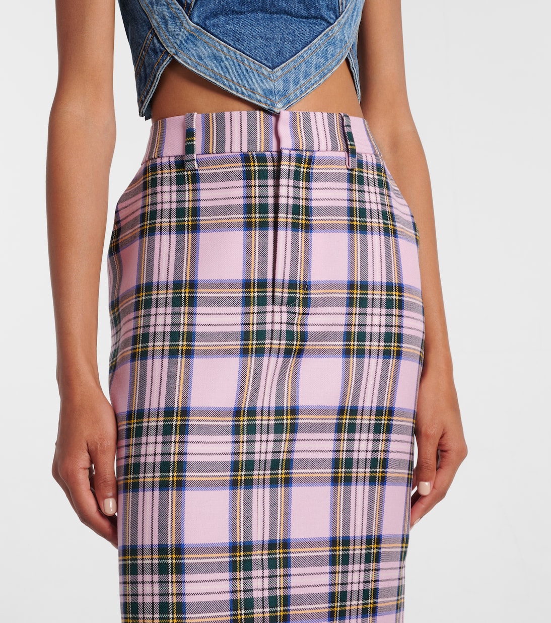 تنورة طويلة من الصوف بطبعة المربعات | Area