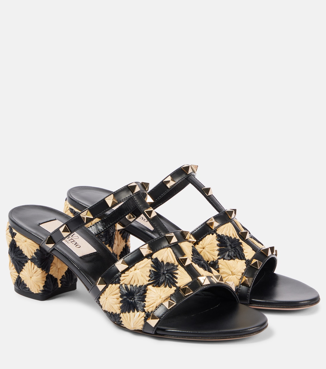 Rockstud 60 raffia-effect mules  | Valentino Garavani