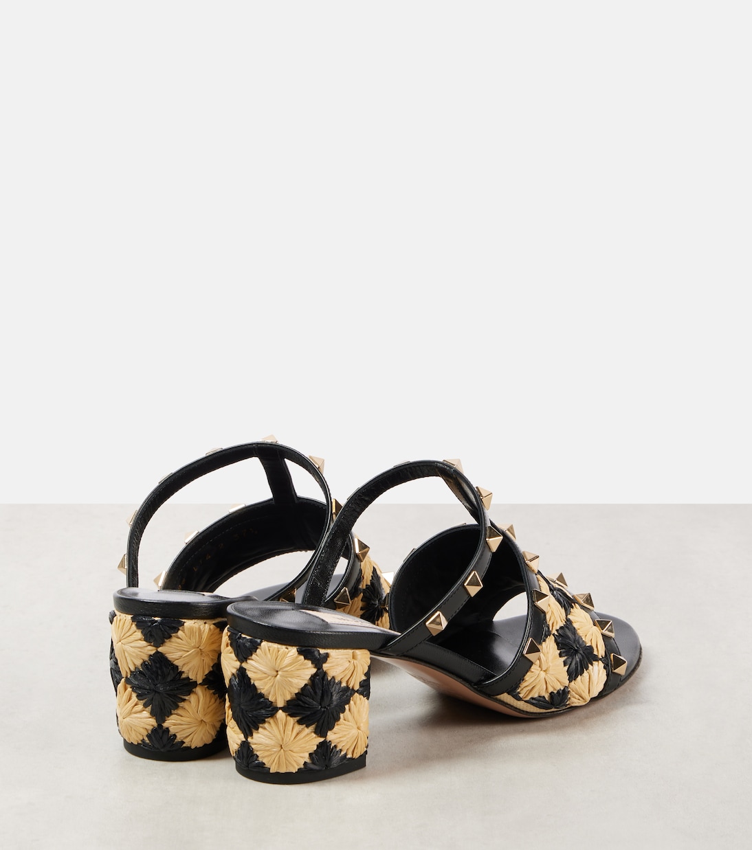 Rockstud 60 raffia-effect mules  | Valentino Garavani