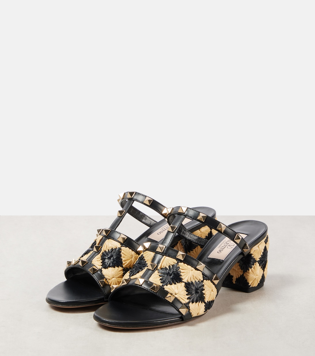 Rockstud 60 raffia-effect mules  | Valentino Garavani