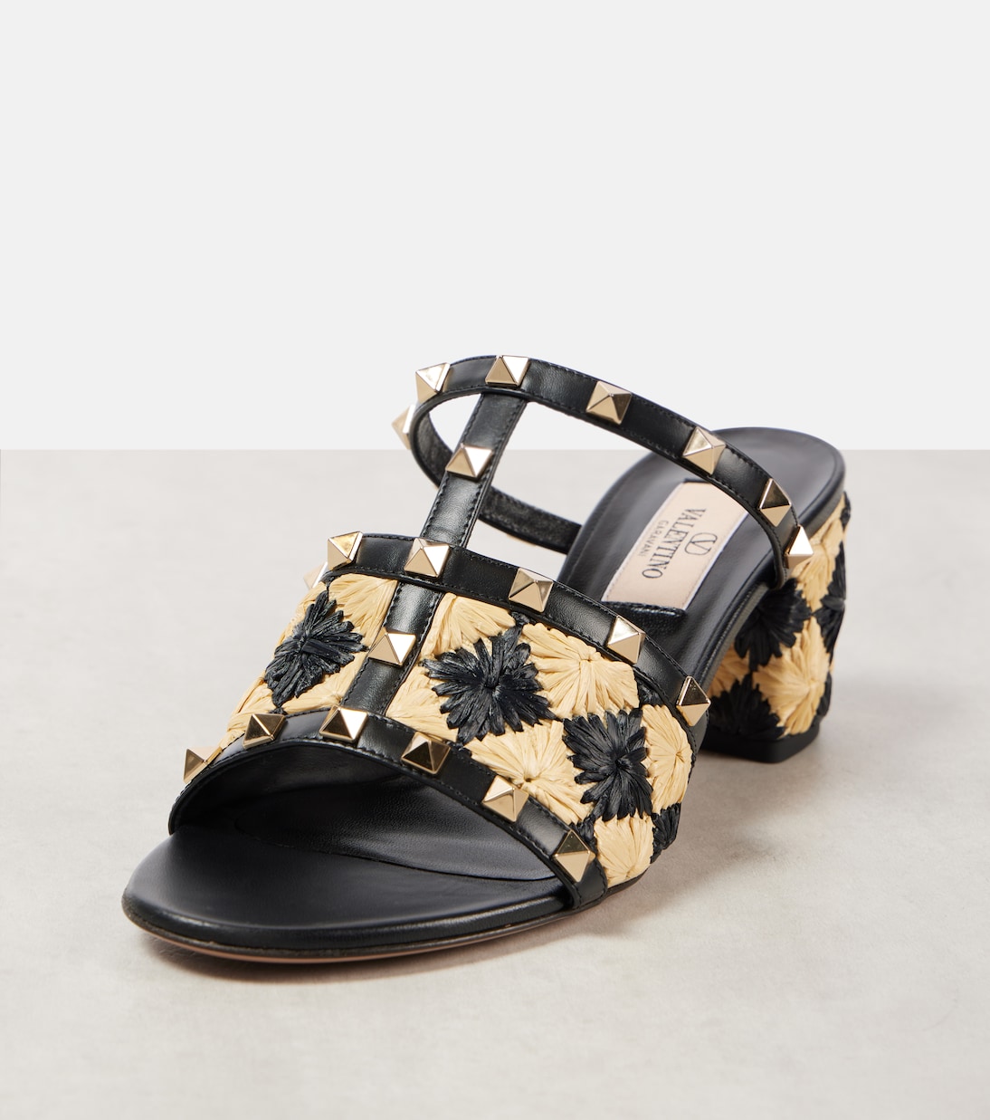 Rockstud 60 raffia-effect mules  | Valentino Garavani