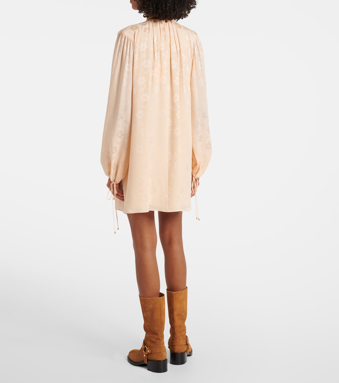 Vestido corto de seda en jacquard floral | Chloé