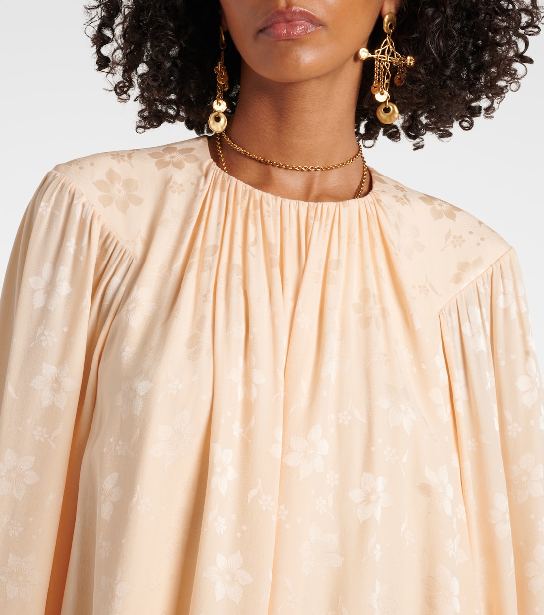 Vestido corto de seda en jacquard floral | Chloé