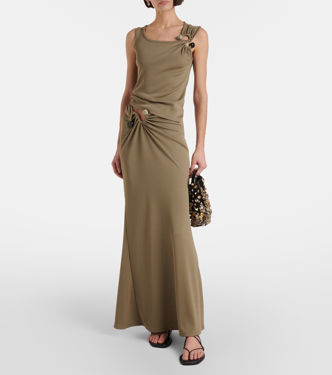 Embellished ruched jersey maxi skirt | Christopher Esber