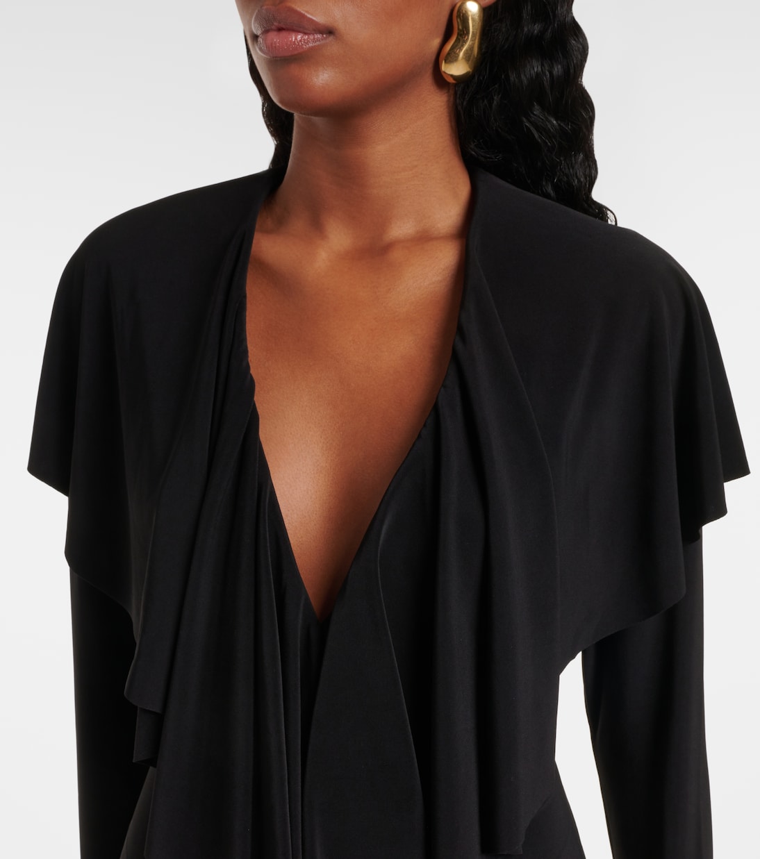 Ruffled jersey bodysuit dress | Norma Kamali