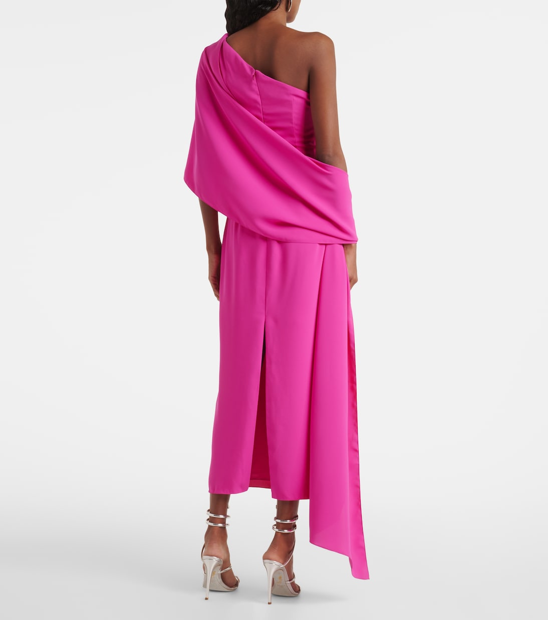 披肩式真丝绉纱酒会裙 | Marmar Halim