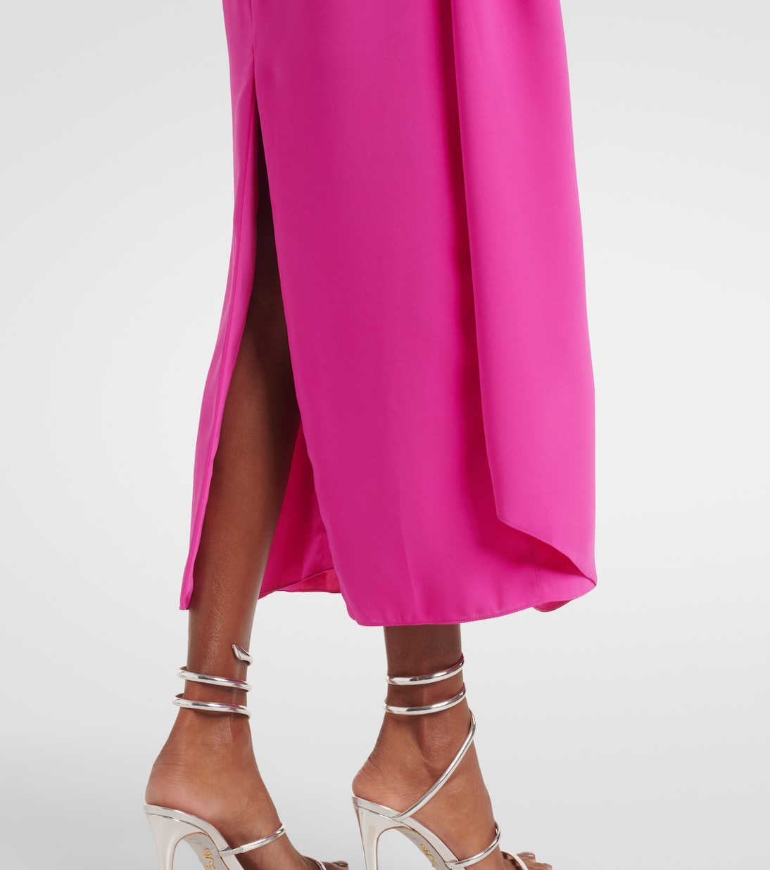 披肩式真丝绉纱酒会裙 | Marmar Halim