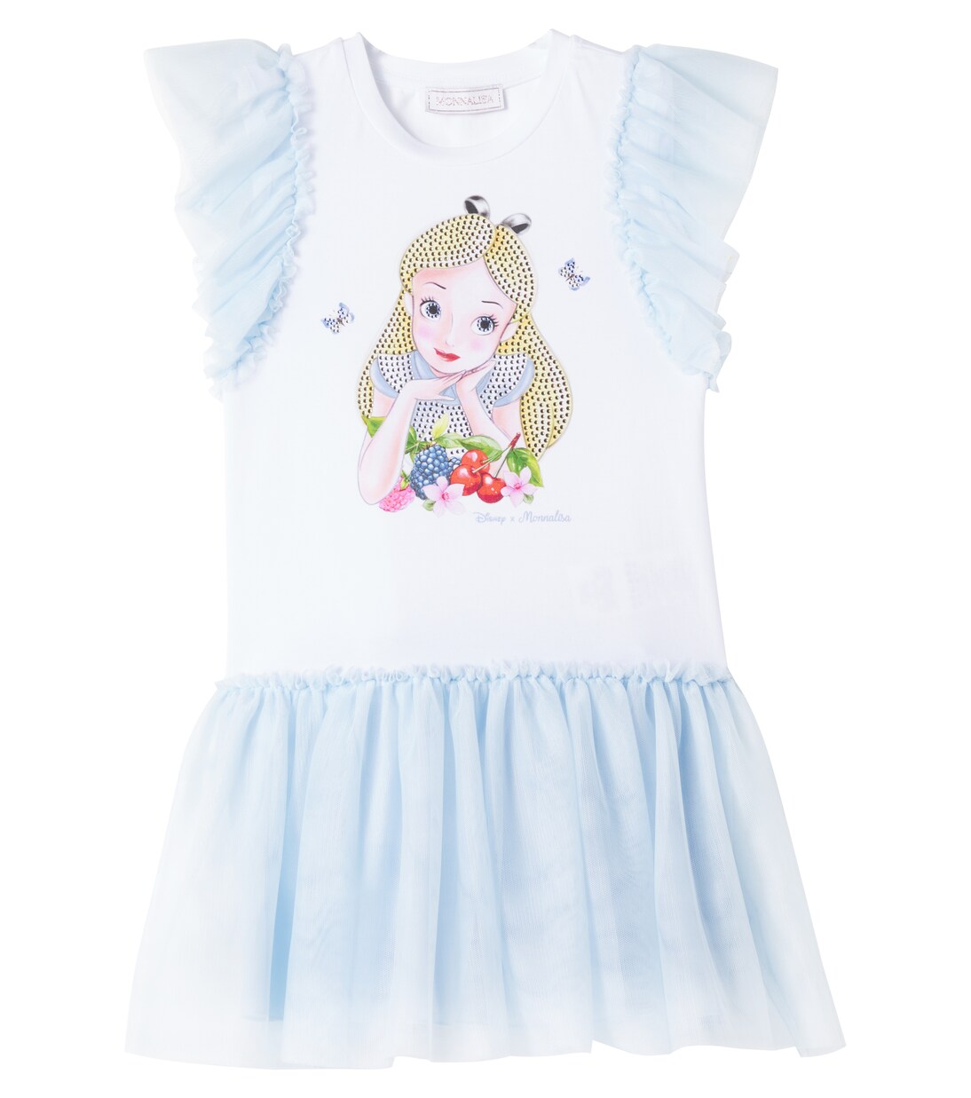 Cotton-blend jersey and tulle dress | Monnalisa