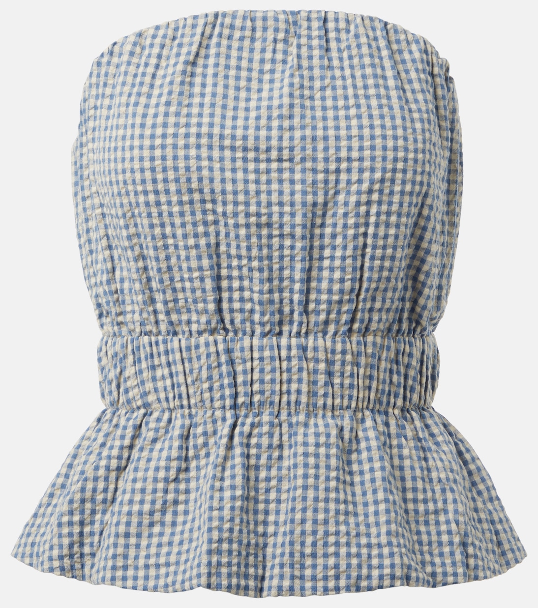 Aurelia gingham strapless cotton top | Posse
