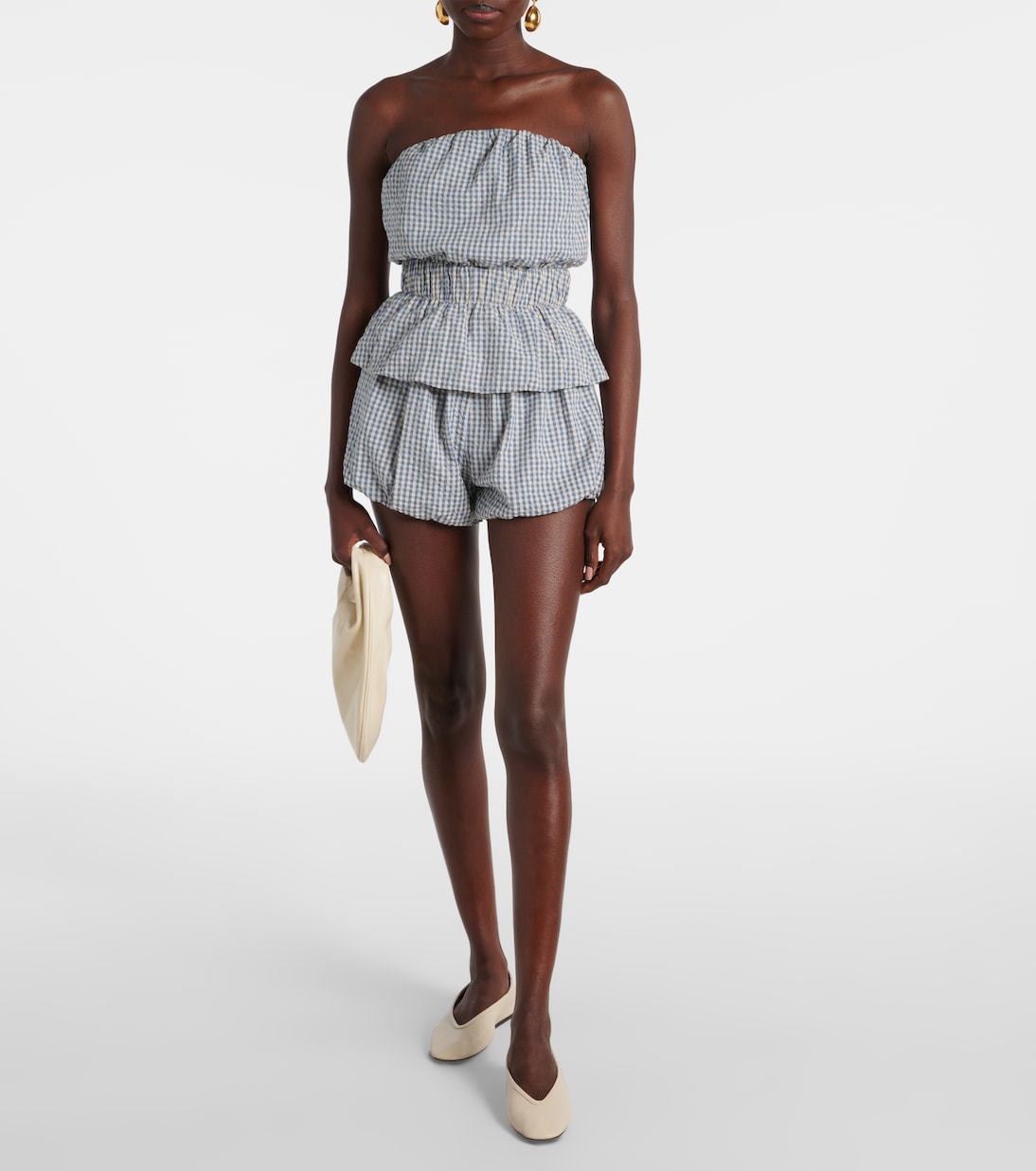 Aurelia gingham strapless cotton top | Posse