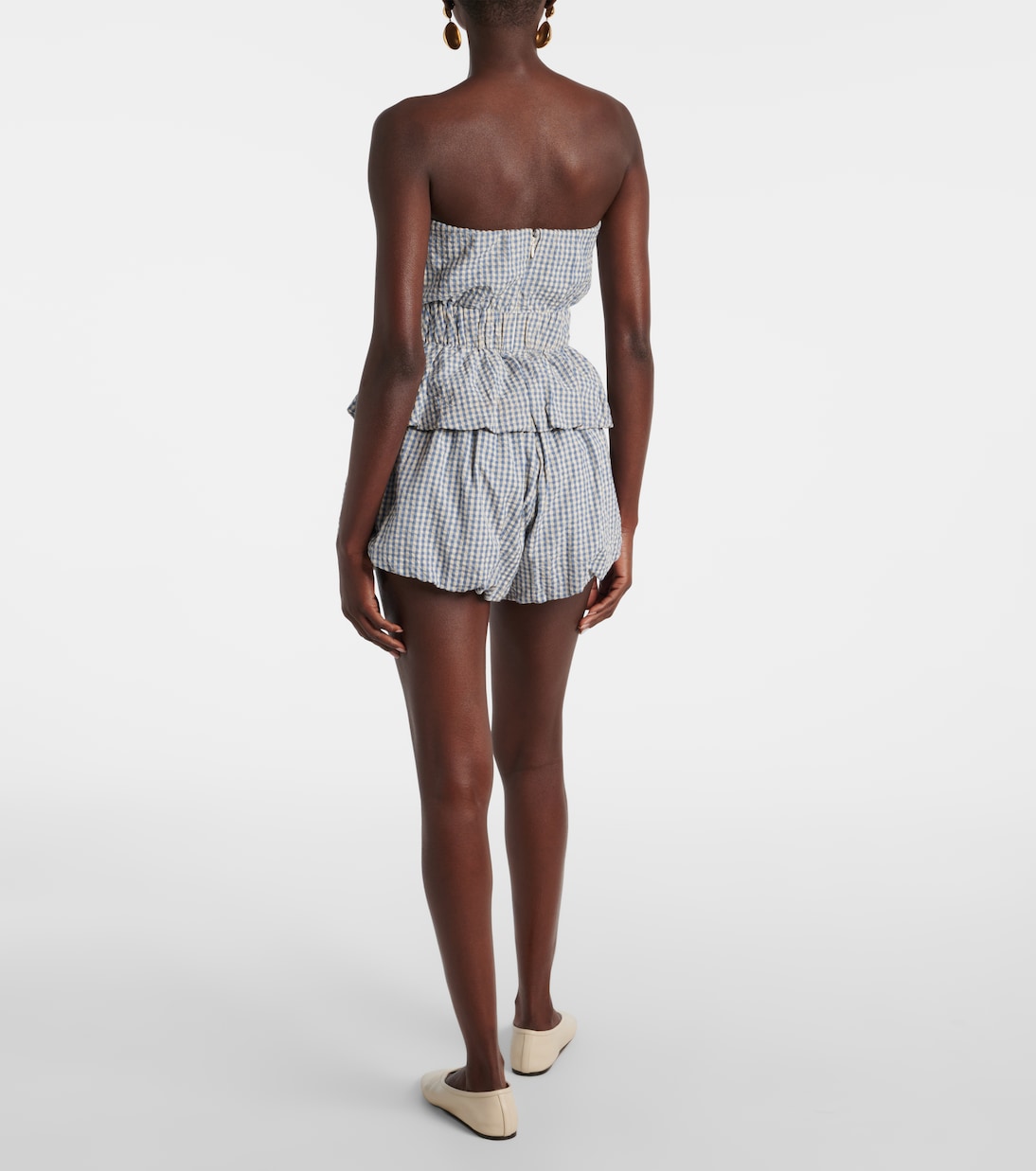 Aurelia gingham strapless cotton top | Posse