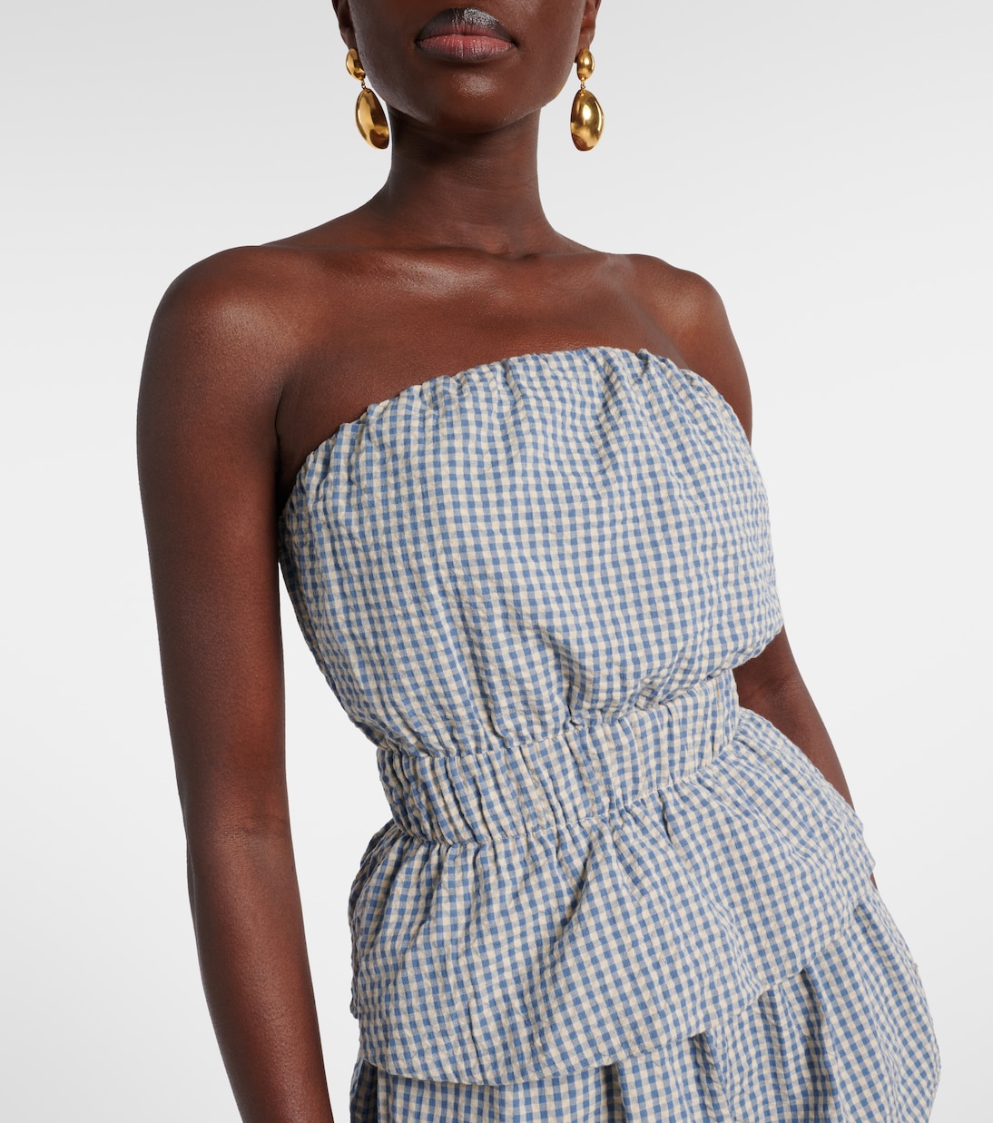 Aurelia gingham strapless cotton top | Posse