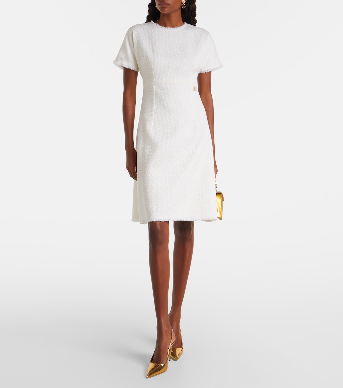 Vestido corto de tweed en mezcla de lana con DG | Dolce&Gabbana
