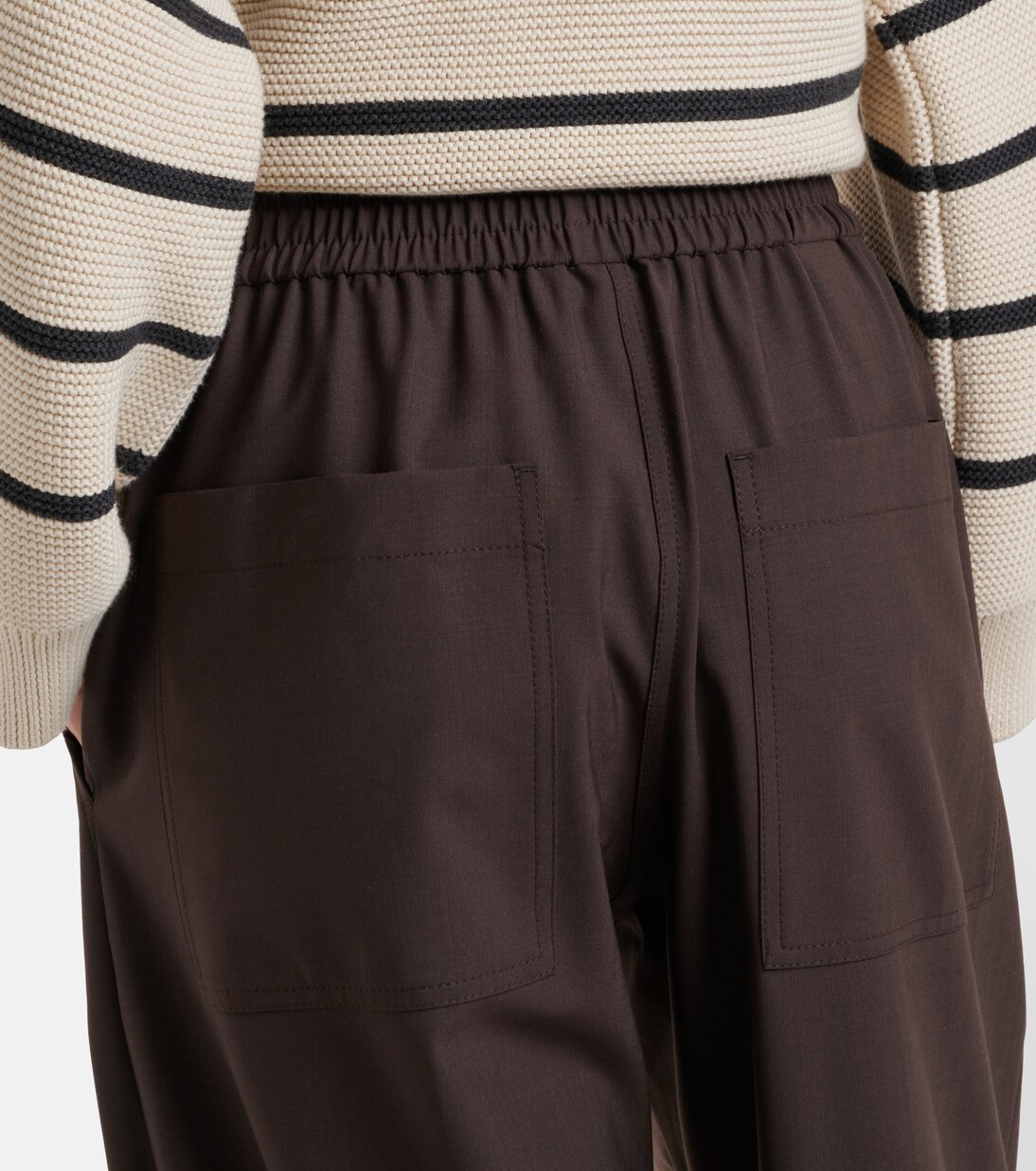 울 블렌드 하이라이즈 와이드 팬츠 | Brunello Cucinelli