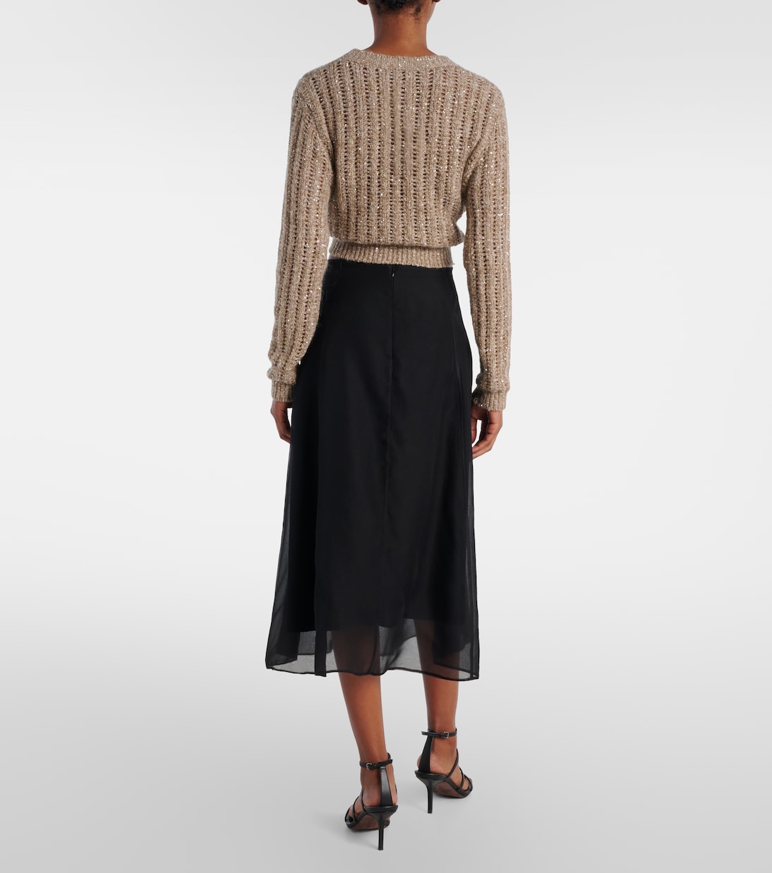 Midirock aus Seidenorganza | Brunello Cucinelli