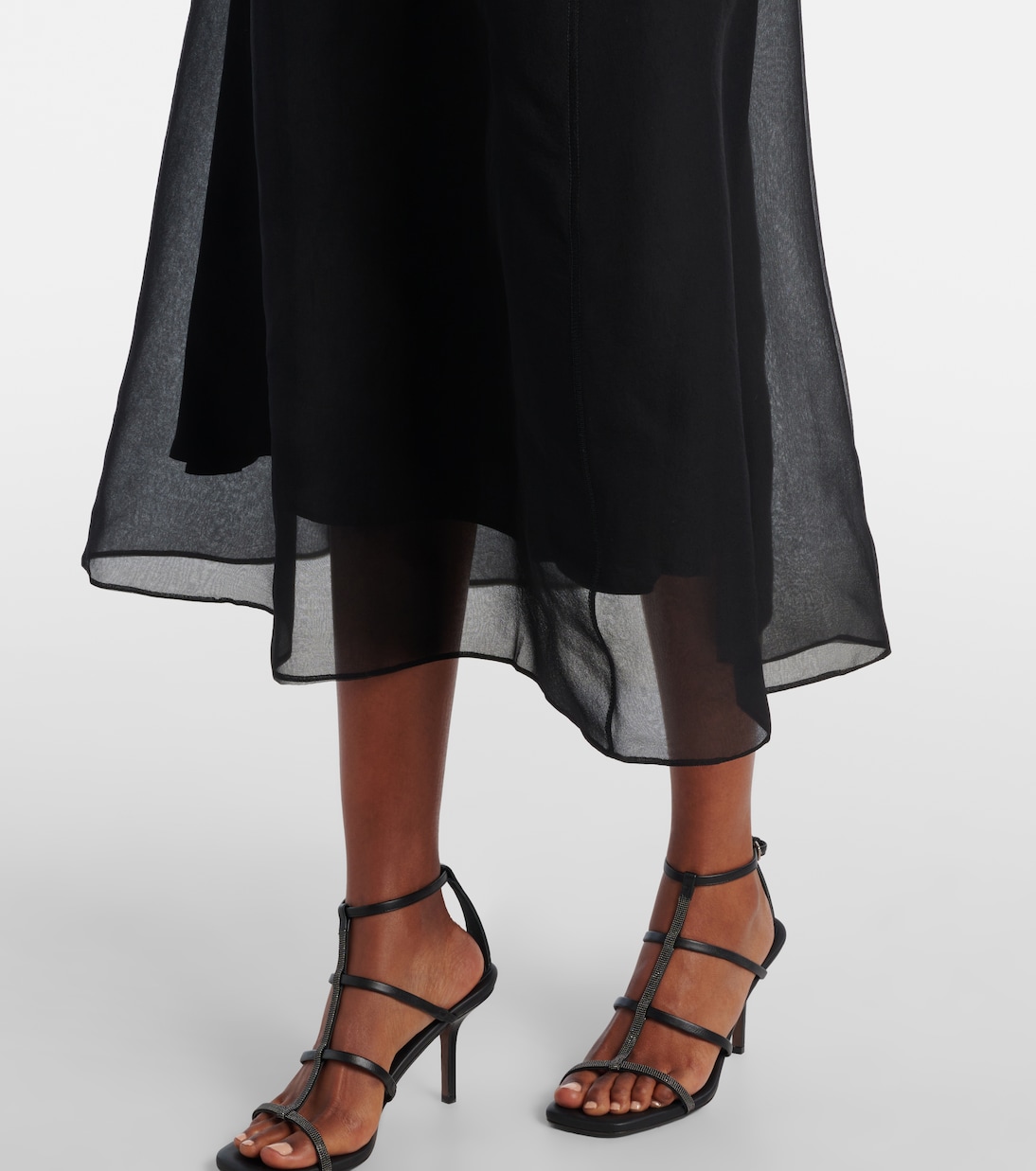 Midirock aus Seidenorganza | Brunello Cucinelli