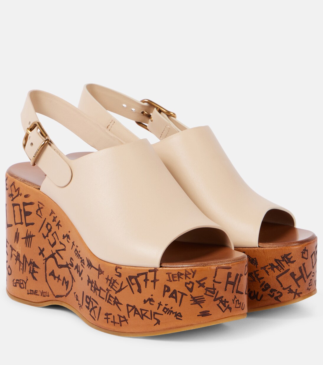 Maxime debossed leather wedges | Chloé