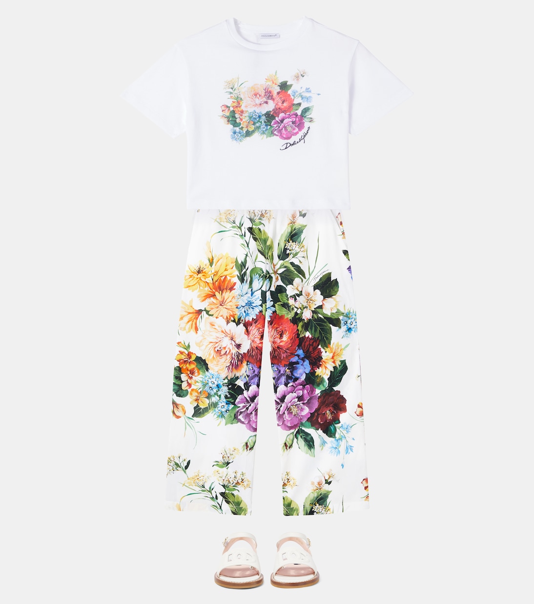 Floral cotton poplin palazzo pants  | Dolce&Gabbana Kids