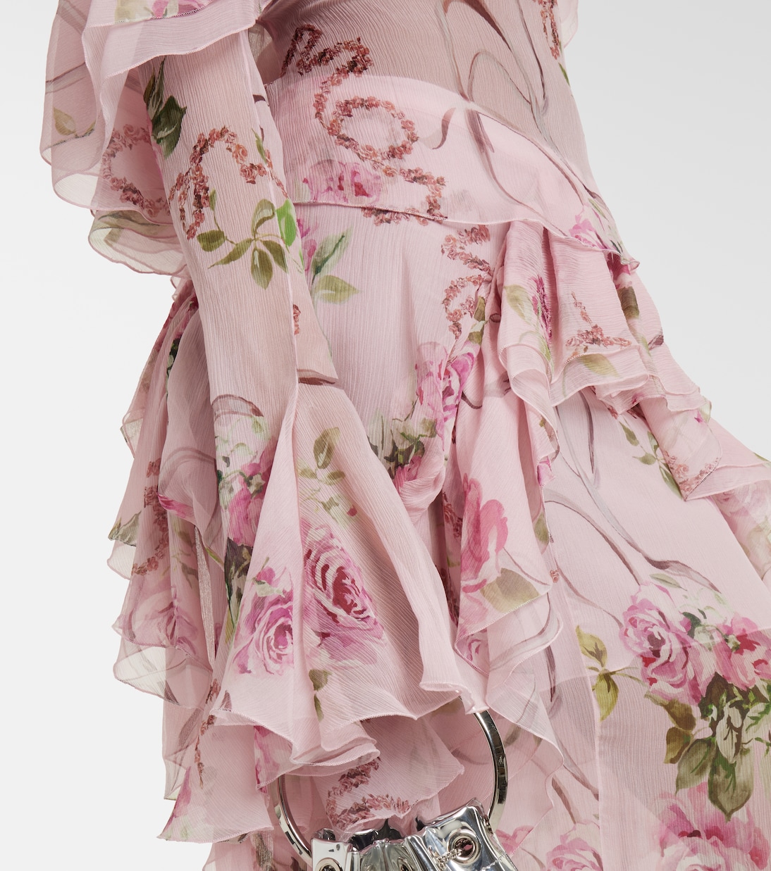 Ruffle-trimmed floral silk top | Blumarine