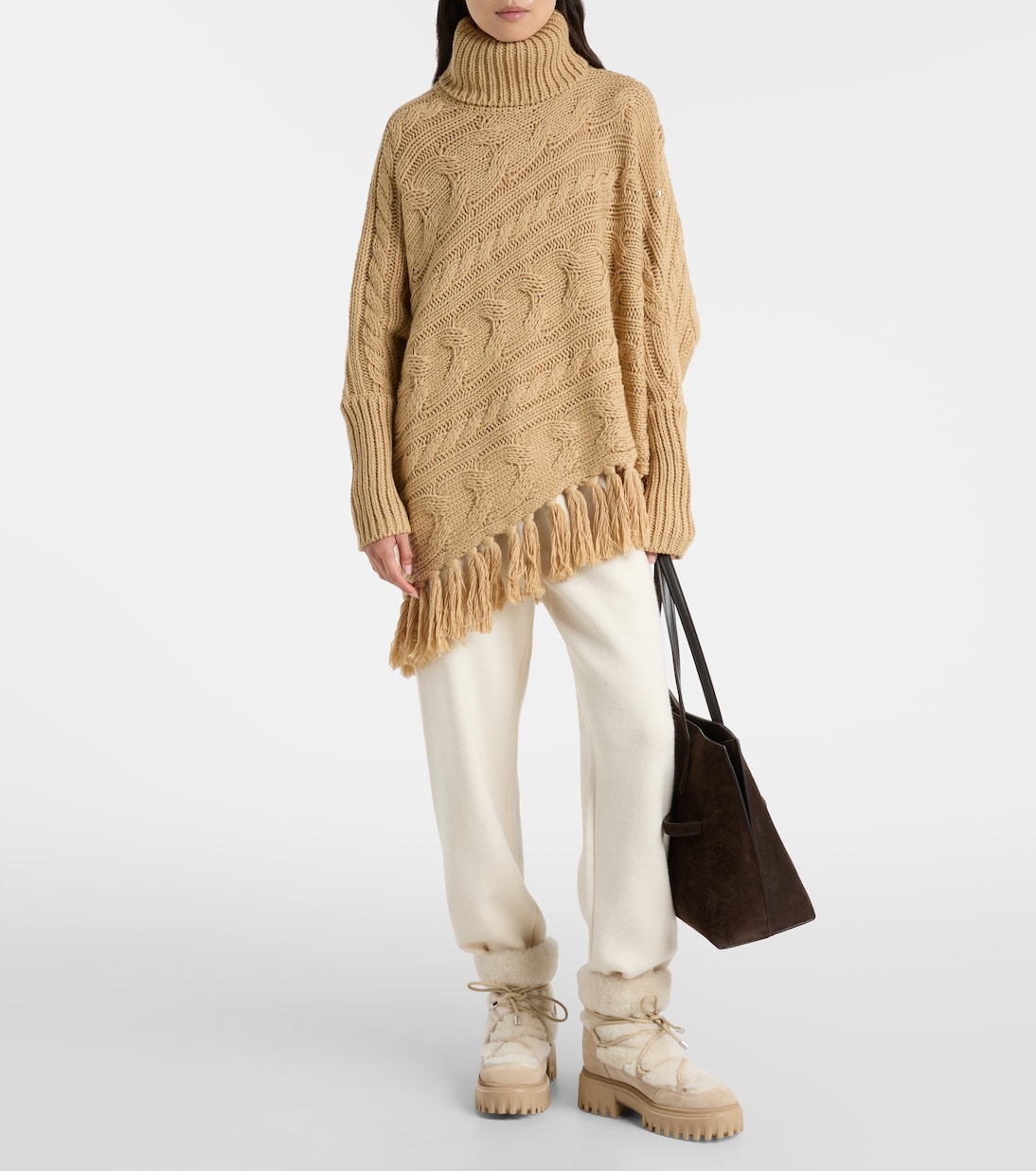 Asymmetric turtleneck wool-blend sweater  | Goldbergh