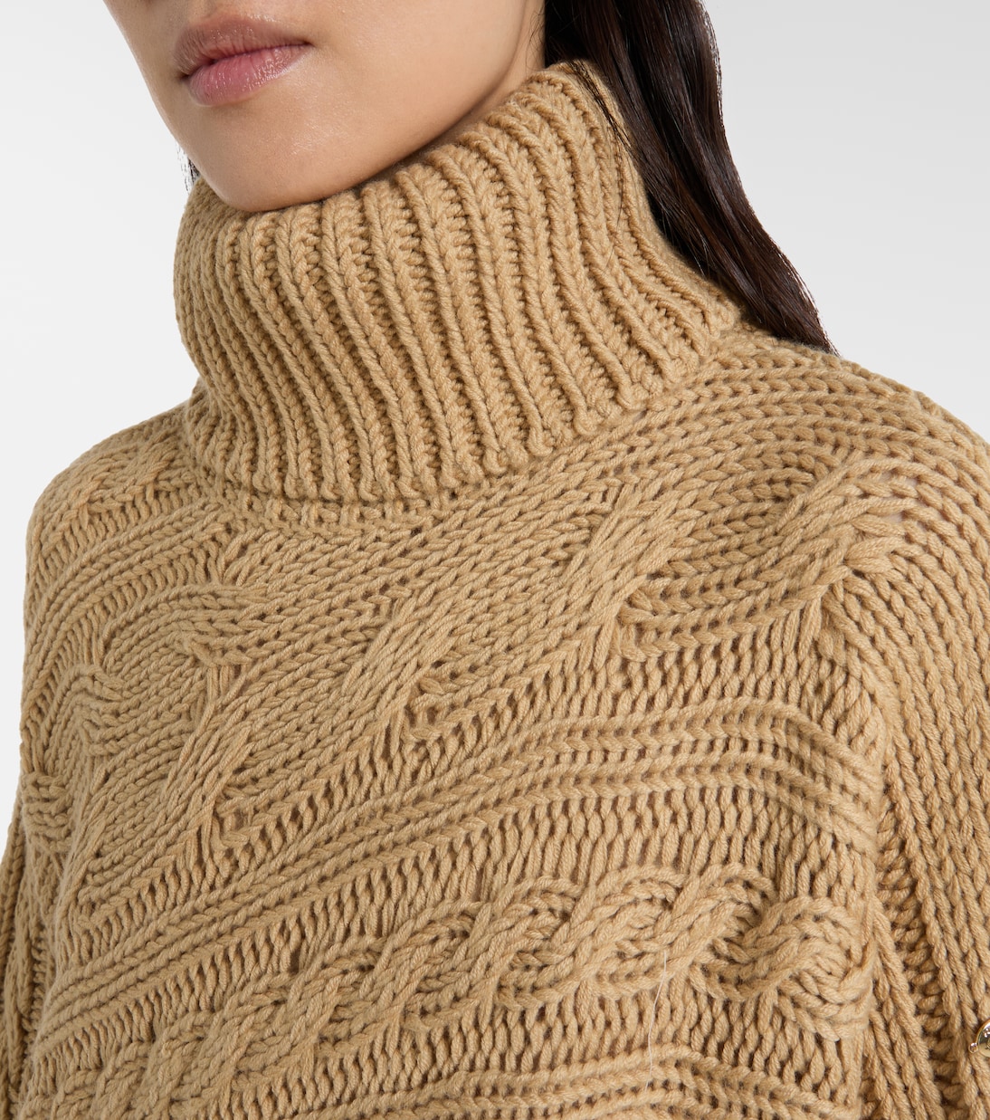 Asymmetric turtleneck wool-blend sweater  | Goldbergh