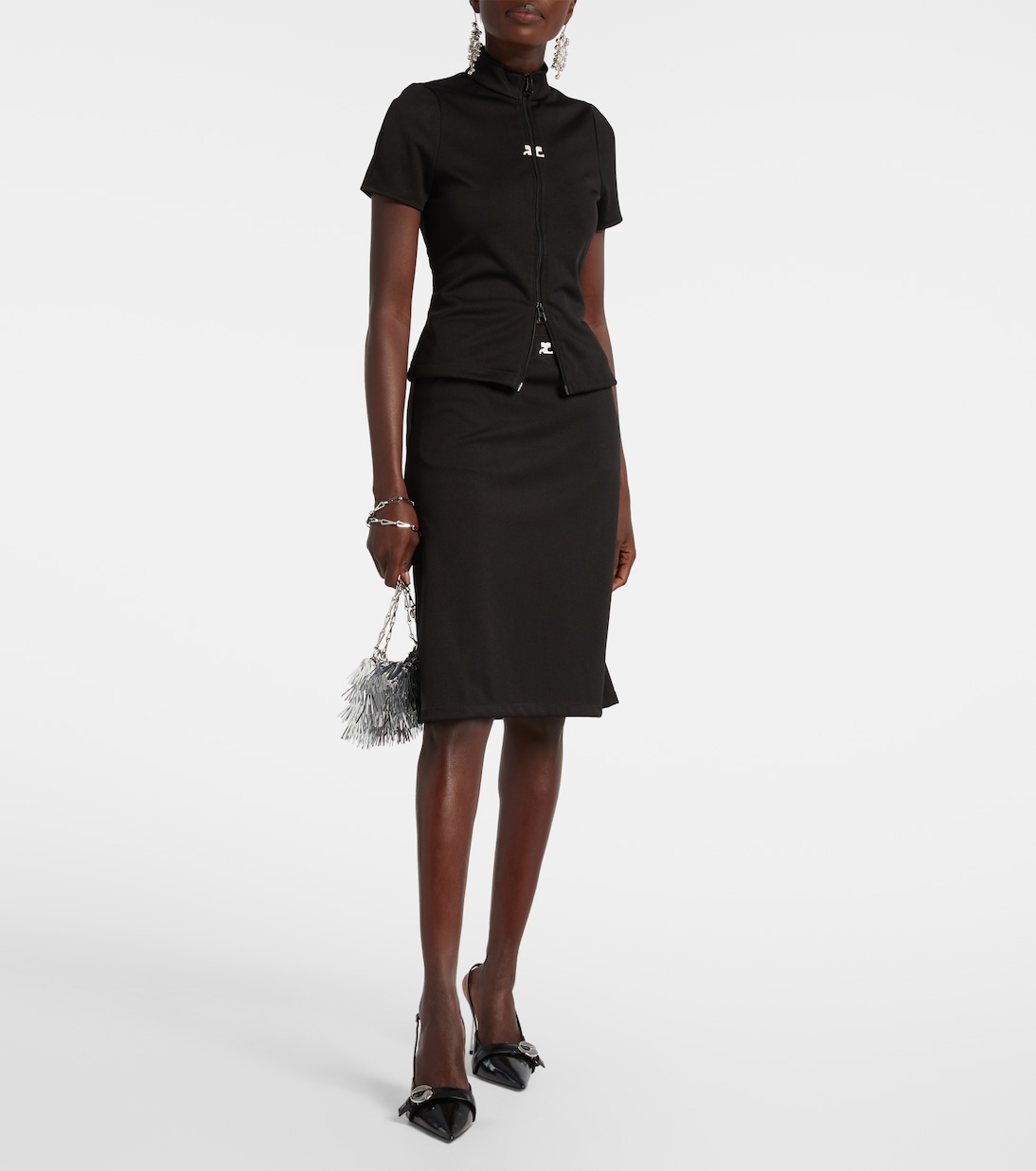 Top Interlock de jersey con cremallera y logo | Courrèges