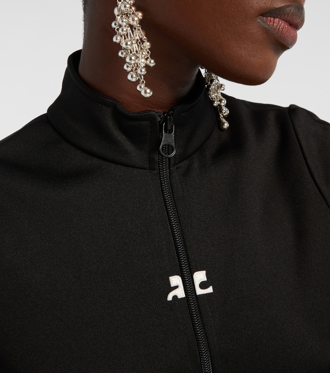 Top Interlock de jersey con cremallera y logo | Courrèges