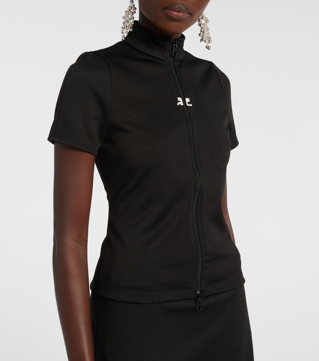 Top Interlock de jersey con cremallera y logo | Courrèges