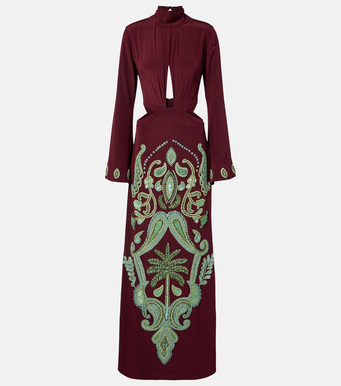 Abito lungo Aurora Magica in seta con perline | Johanna Ortiz