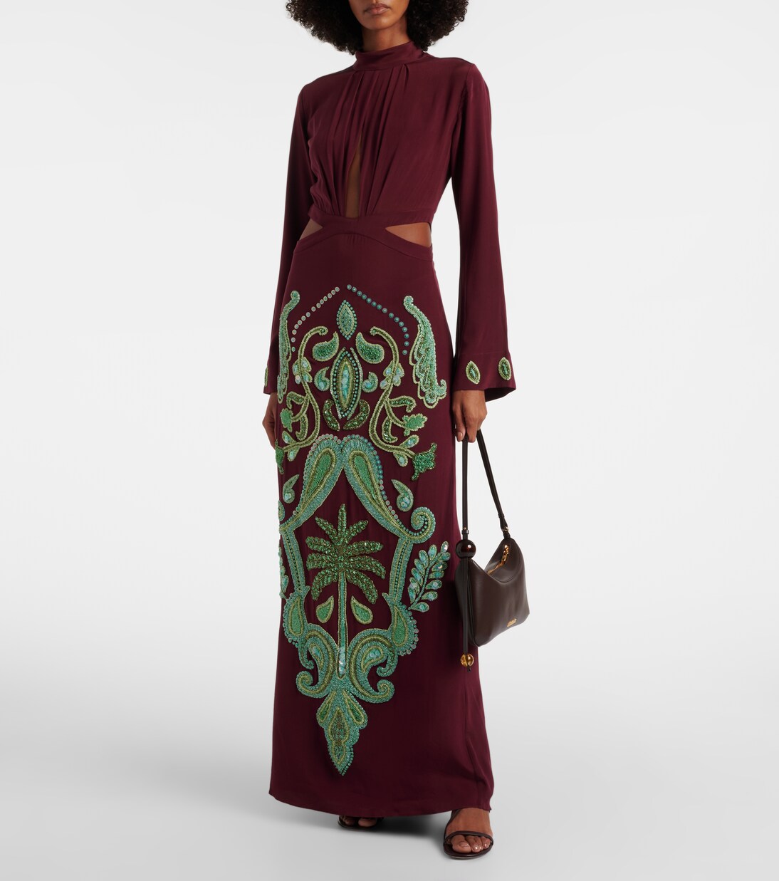 Abito lungo Aurora Magica in seta con perline | Johanna Ortiz