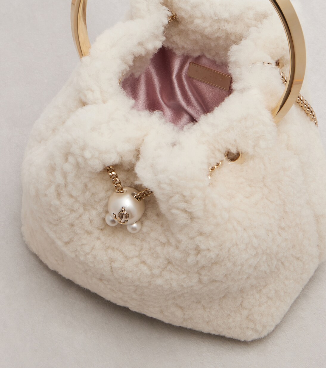 Bon Bon Small shearling bucket bag | Jimmy Choo