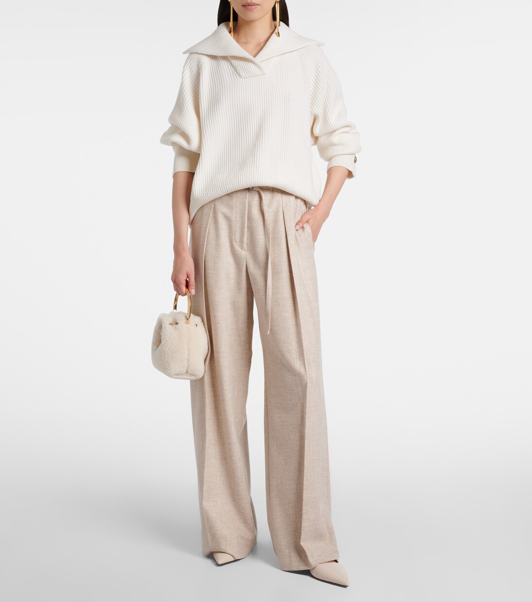 Bon Bon Small shearling bucket bag | Jimmy Choo