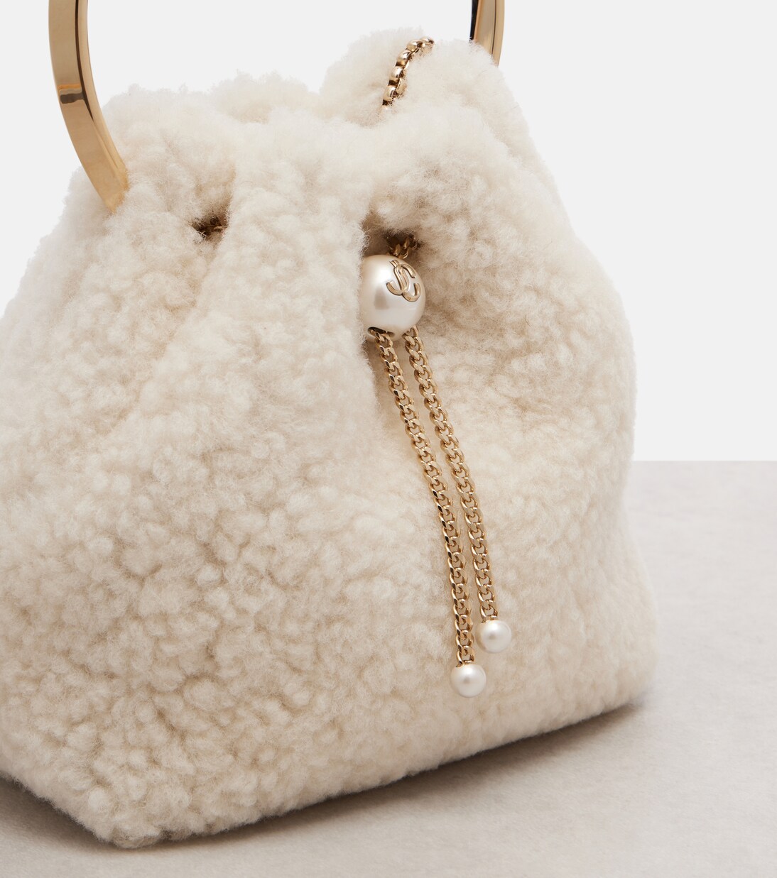 Bon Bon Small shearling bucket bag | Jimmy Choo