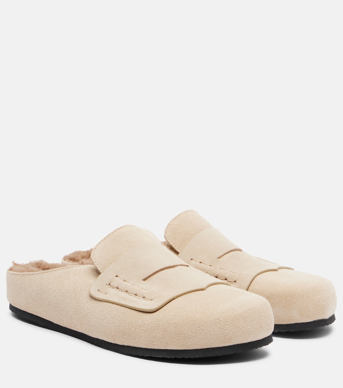 Slippers aus Veloursleder mit Shearling | Jacquemus