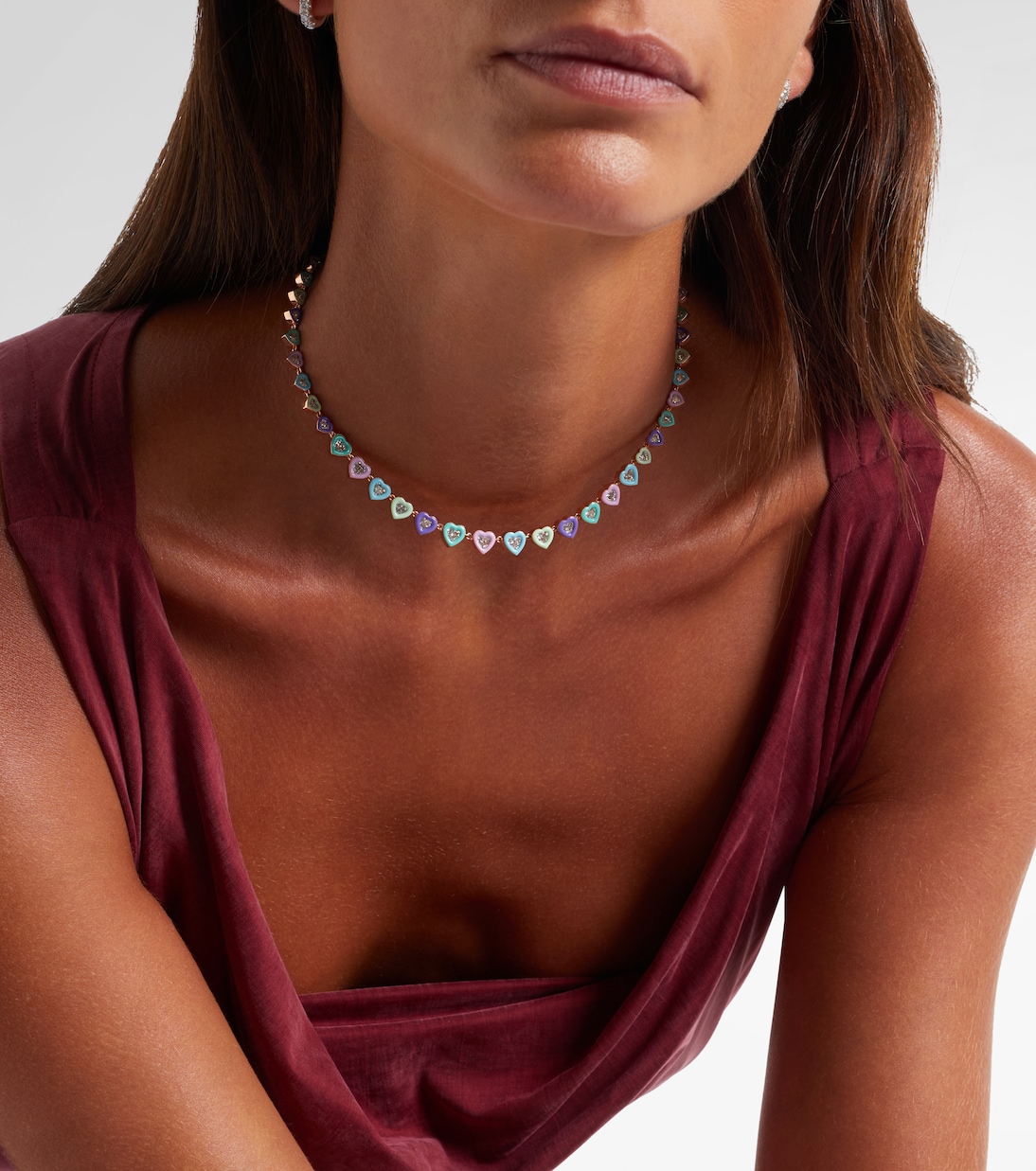 عقد تشوكر من ذهب وردي 18 قيراط وألماس Candy Crush | Kamyen