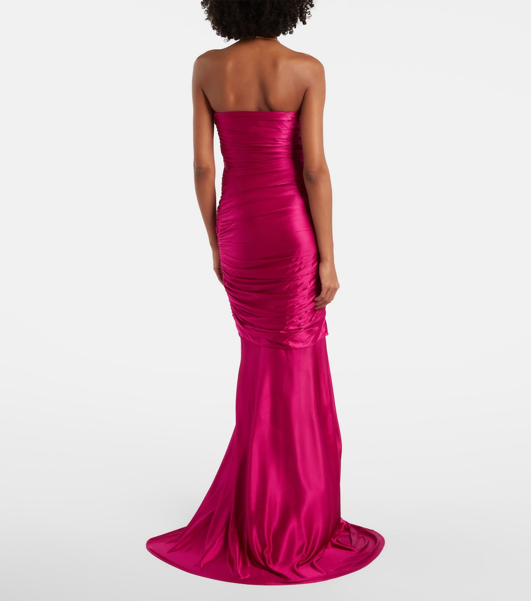 Abito lungo in raso con ruches | Balmain