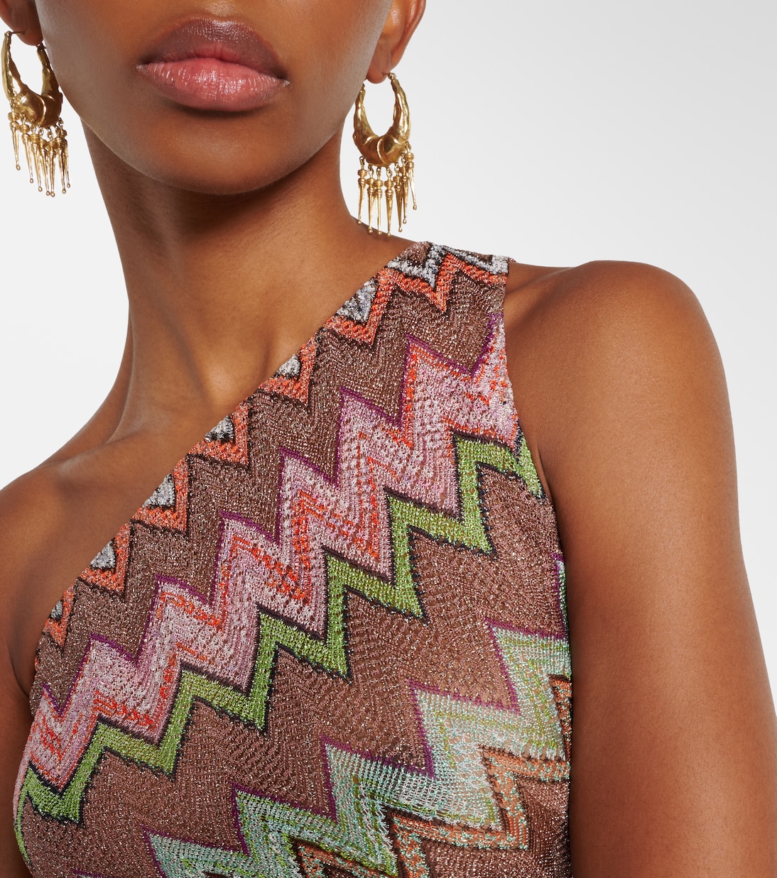 Zigzag one-shoulder lamé top | Missoni