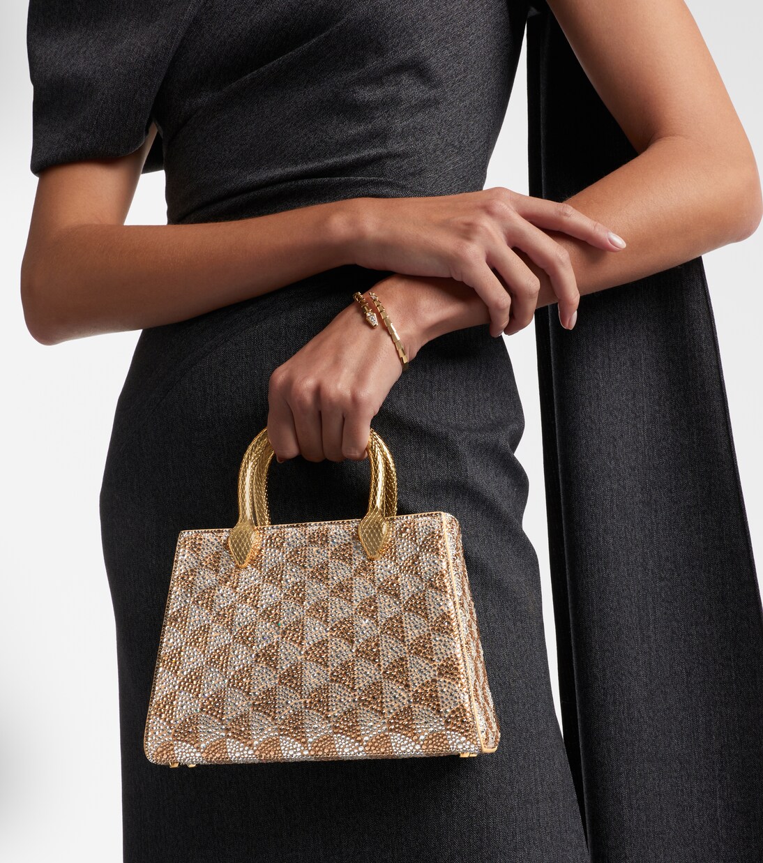 Serpentine Duo Small embellished suede tote bag | Bvlgari