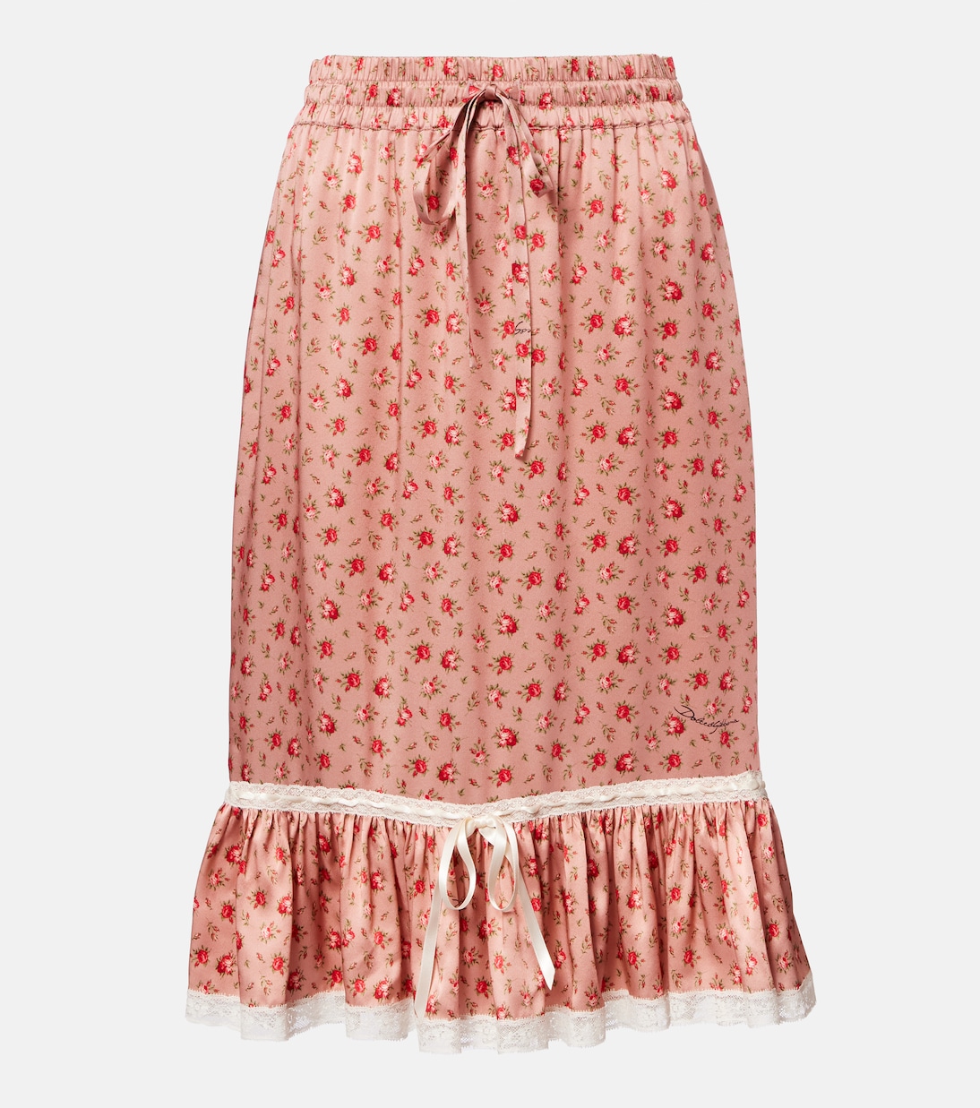 Floral silk and cotton-blend midi skirt | Dolce&Gabbana