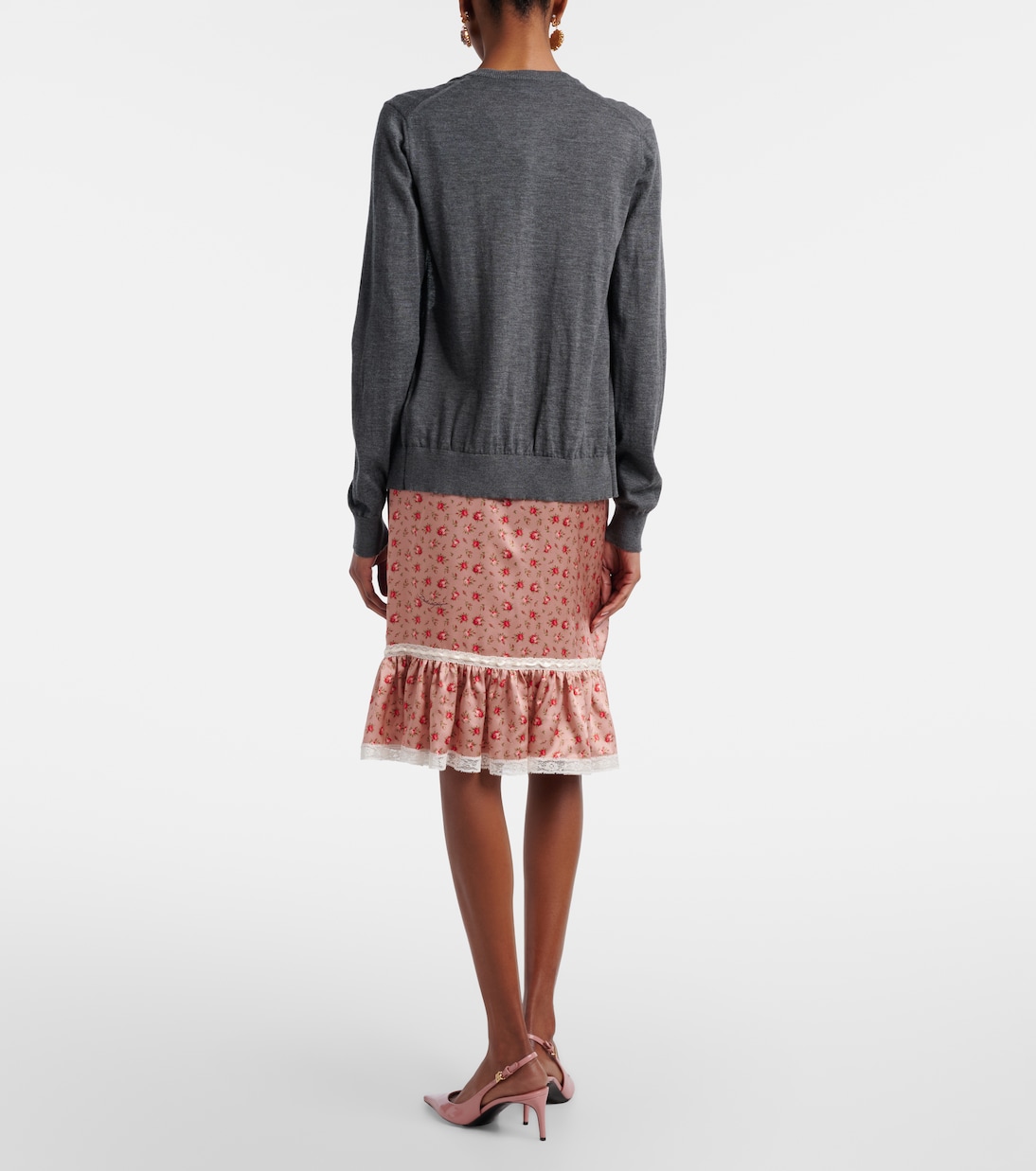 Floral silk and cotton-blend midi skirt | Dolce&Gabbana