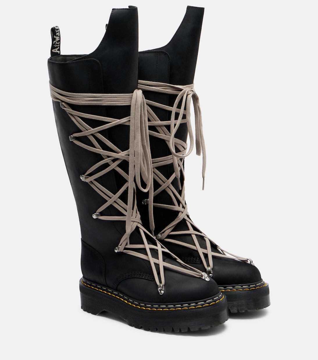 x Dr. Martens DRKSHDW 1B60 Quad Sole Pentalace knee-high boots | Rick Owens