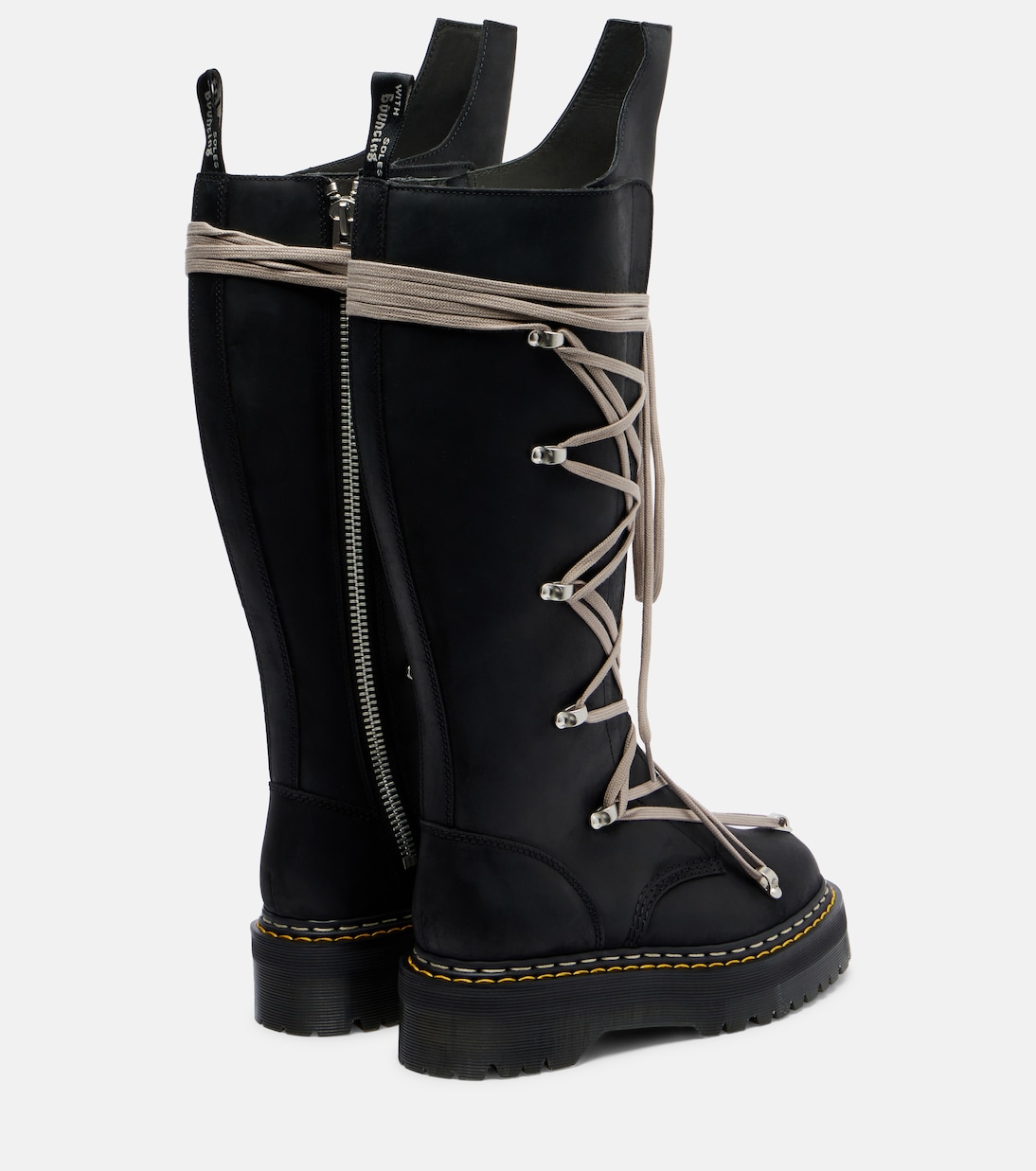 x Dr. Martens DRKSHDW 1B60 Quad Sole Pentalace knee-high boots | Rick Owens